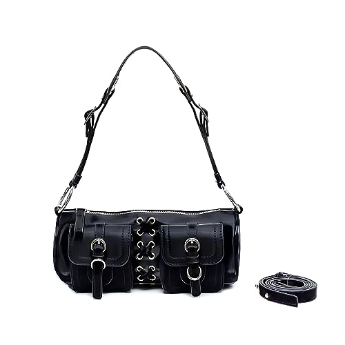 Y2K Barrel Bag, Punk Sourpuss Gothic Shoulder Purse Cool Rock Style Handbag