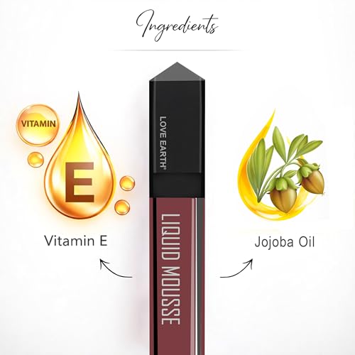 Image of Love Earth Liquid Mousse Lipstick - Brown Bellini Matte Finish | Lightweight, Non-Sticky, Non-Drying,Transferproof, Waterproof | Lasts Up to 12 hours with Vitamin E-6ml