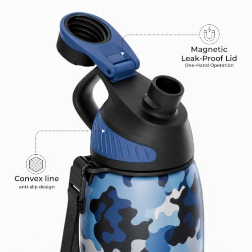 Image of 32 oz Insulated Stainless Steel Water Bottle No Straw Magnetic Lid