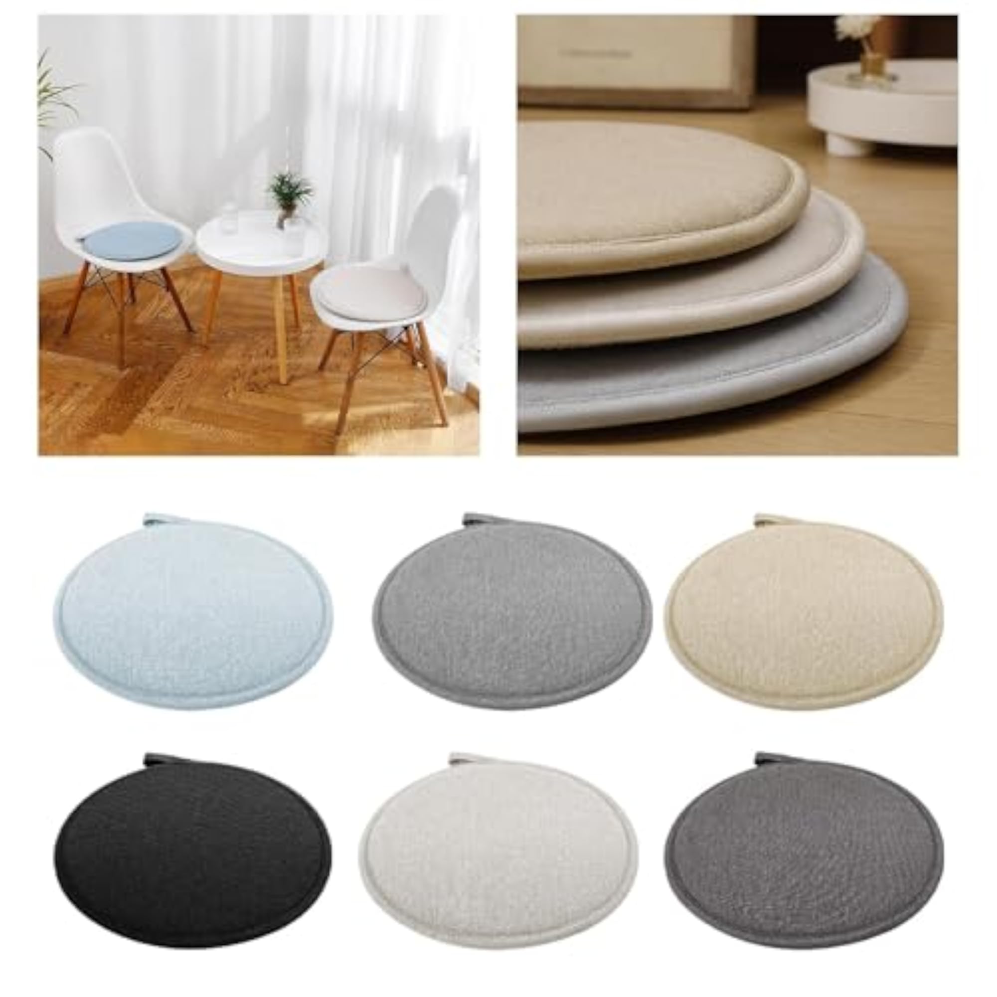 Round Chair Cushion Pad for Dining and Office, Light Blue