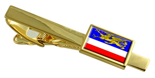 Clip de corbata bandera de Rostock oro personalizado para bodas y galas