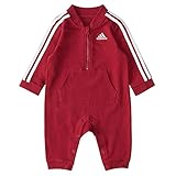adidas baby boys Long Sleeve Zip Front Track Suit Coveralls Pants, Team Victory Red, 12 Months US