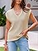 Saodimallsu Womens Summer Cap Sleeve Tops V Neck Casual Loose Fit Knit Lightweight Going Out Sweater Pullover Top Khaki