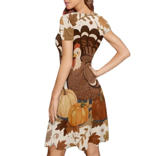 Image of Irisjudy T Shirt Dress for Women Short Sleeve Girls Short Sleeve Dress Plus Size, O Neck Knee Length Midi Dress for Ladies