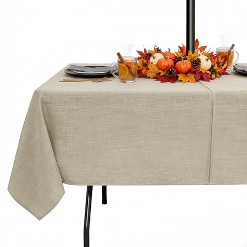 LUSHVIDA Linen-Look Outdoor Tablecloth