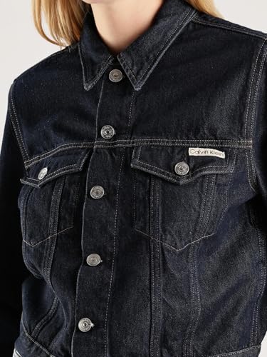 Calvin Klein Damen Jeansjacke 90'S Denim Jacket Cropped Fit, Blau (Denim Rinse), L – Ansicht 5