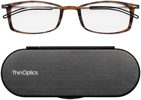 ThinOptics Reading Glasses, 1.0 to 2.5, Slim 4mm Case, Ultra Light, Compact