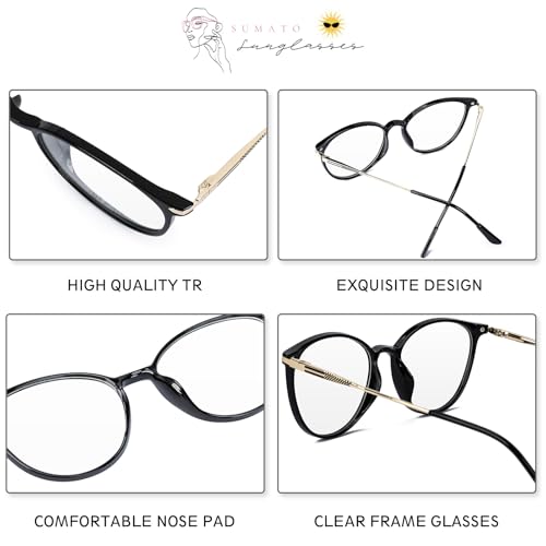 Image of Sumato Blue Light Blocking Glasses for Men and Women, Round Frame with Non-prescription Clear Lenses Eyewear Eyeglasses