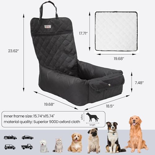 Hunde Autositz wasserdichte Waschbarer Rutschfester Auto Hundesitz Reisebett für kleine Hunde Hundetransport Vordersitz Tragbar Auto Hundebett mit Lagerung Tasche und Sicherheitsgurt