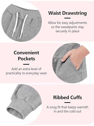 Resinta 4 Pack Girls' and Toddler Sweatpants Kids Active Jogger Pants Girls Casual Pull On Pants with Drawstring Pockets2