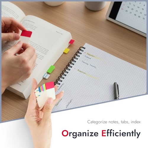 Haftstreifen 480 Stück, 2.5x4cm Index Tabs selbstklebend, beschreibbare Haftnotizen BOPP, wiederverwendbare Markierungsetiketten für Bücher, Dokumente, Büro, Schule, Studium