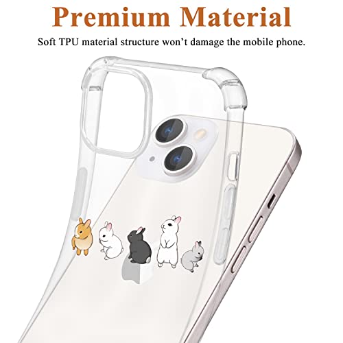 Joyland Cute Rabbit Pattern Clear Case Compatible With Iphone 13, Not Yellowing Transparent Slim Soft Tpu Four Shockproof Corner Bumper Protective Anti-Scratch Cover For Iphone 13-6.1 Inch #TOP1