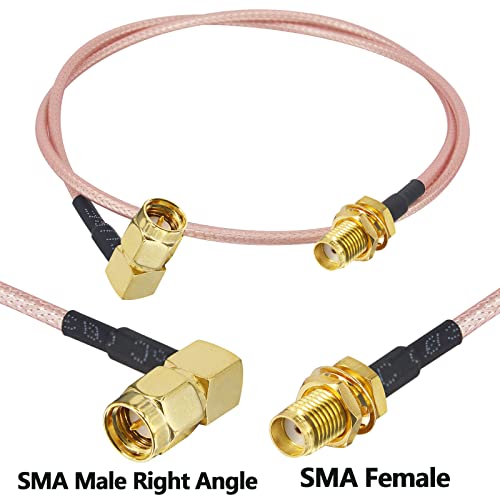 Boobrie SMA Male Right Angle to Female Cable 50CM RG316 Coax SMA WiFi Antenna Cable SMA Male 90 Degree Cable SMA Female Bulkhead Connector for Mobile Antennas/WiFi Antenna etc Pack of 2 - Image 2