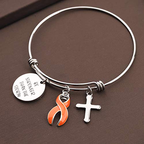 CENWA Orange Awareness Jewelry Orange Awareness Ribbon Survivor Gift Leukemia Warrior Gift Be Stronger Than The Storm Leukemia Awareness Bracelet3
