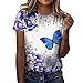Zilosconcy Blue da donna taglia grande manica corta camicia collo a V Blusa Tops Slim Fit Flowy Classiche stile casual Autunno Taglie grandi sport fitness rotondo traspirante