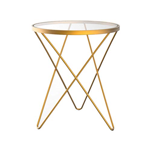 Perfect Furniture Glass Coffee Table, Round Creative Iron Art Tea Tabl