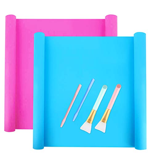Outivity 2 Pack A3 Große Silikonplatte für das Handwerk mit 2 PCS Silikon Sühr Stäbchen und 2 PCS Silikon Bürsten…