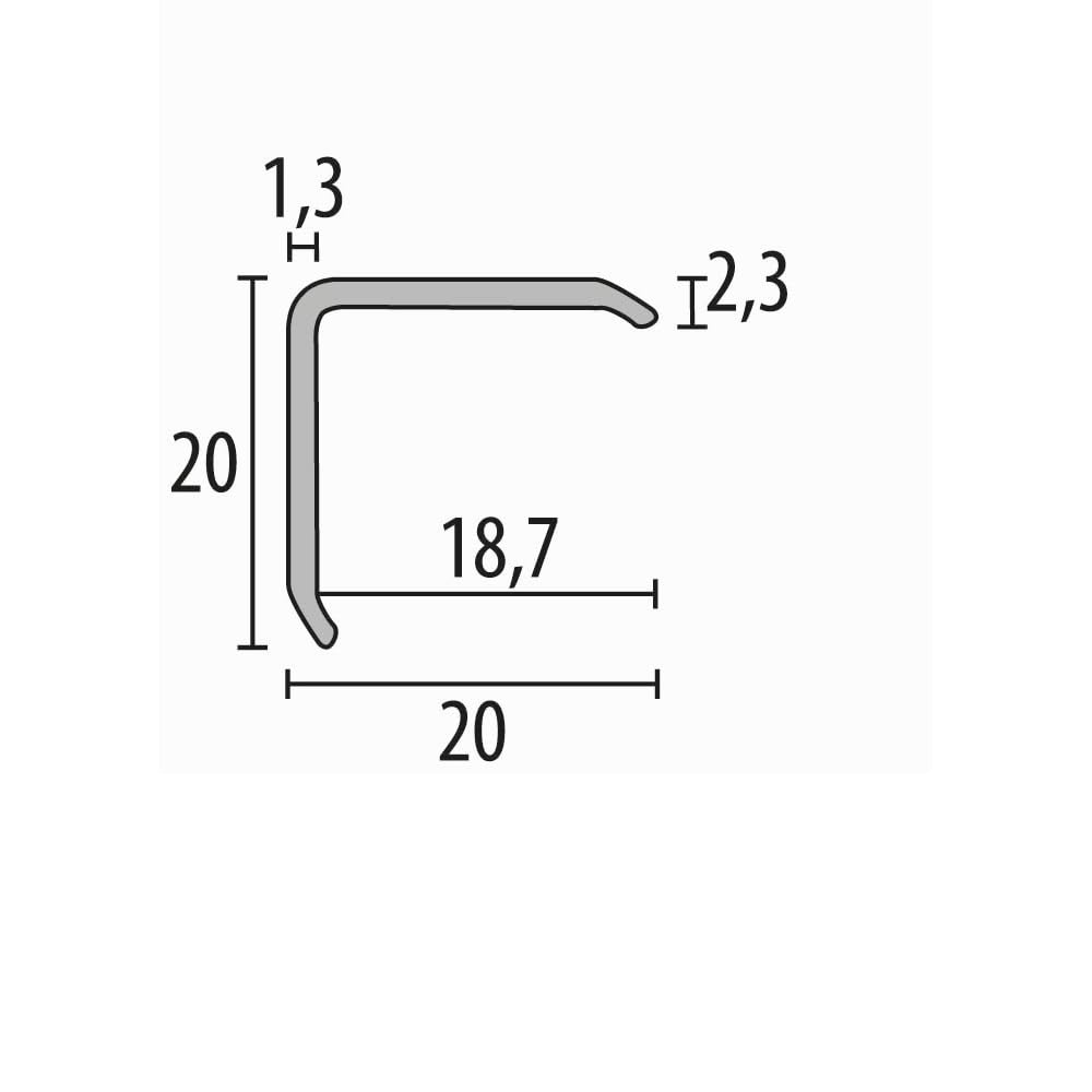 Eckschutzprofil 20 x 20 x 2500 mm Eckschutzwinkel Winkelprofil Aluminium Pulverbeschichtet Glatt Ungebohrt Weiß RAL 9016