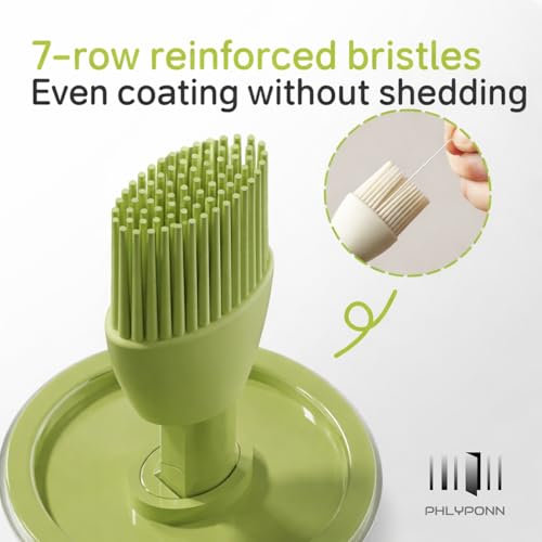 Image of 300ml Glass Oil Brush Dispenser Bottle with Retractable Handle, Oil Container with Silicone Brush for Cooking, BBQ, Baking & Grilling