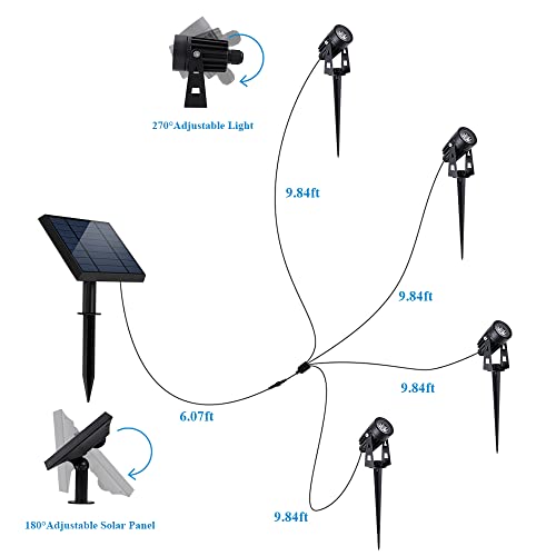 Falove Solar Landscape Lights, 5W Solar Spot Lights Outdoor All Aluminum Material Ip67 Waterproof 16.4Ft Cable Auto On/Off For Garden Yard Pathway Tree Flag 4 Pack Low Voltage Landscape Lights #TOP4