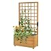 Produktbild ML-Design Pflanzkasten mit Rankgitter, 67,5×139×36,5 cm, Braun, Pflanzkübel Blumenkübel mit Spalier, Gartenspalier Massivholz für Kletterpflanzen, Blumenkasten Rankkasten Hochbeet für Balkon & Garten