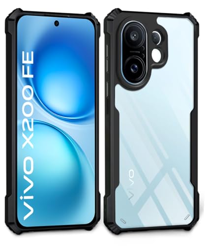 Image of WOW IMAGINE Shock Proof Clear Protective Back Case for Vivo X200 FE - AirEDGE Technology | 360 Degree Camera Protection | Transparent Hybrid Back Case Mobile Cover - Black
