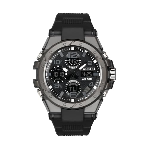 Image of RUSTET Analogue - Digital Men's Watch (Black Colored Strap - 2145)