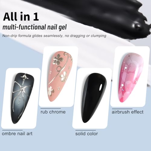 Gel Paint para Uñas, Pack 2 Gel Negro y Blanco miniatura 4