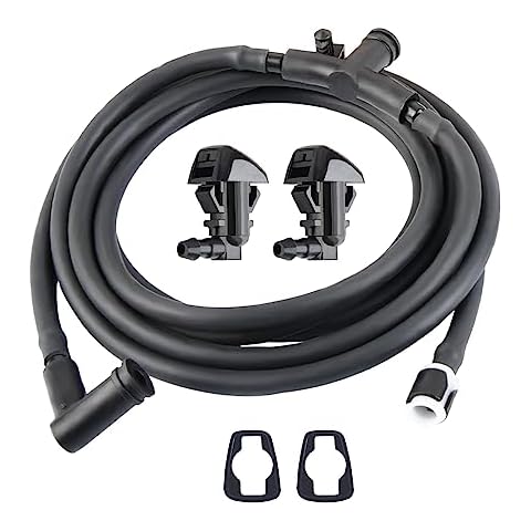 Windshield Washer Nozzles Kit Compatible with F550 F450 F350 F250 Washer Jet and Fluid Hose with Connector Replaces OE# BC3Z-17K605-B, BC3Z-17603-A Cover