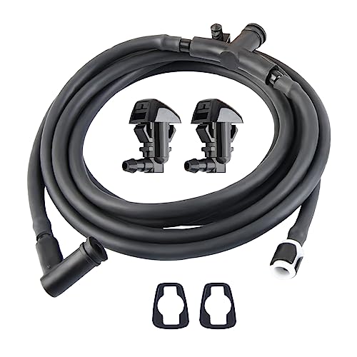 Windshield Washer Nozzles Kit Compatible with F550 F450 F350 F250 Washer Jet and Fluid Hose with Connector Replaces OE# BC3Z-17K605-B, BC3Z-17603-A