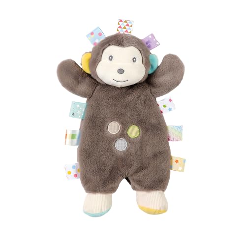Image of CREVENT Cozy Plush Baby Animal Head Security Blanket, Soft Monkey Lovey with Crinkle Arms for Baby Girls & Boys Birthday Gift