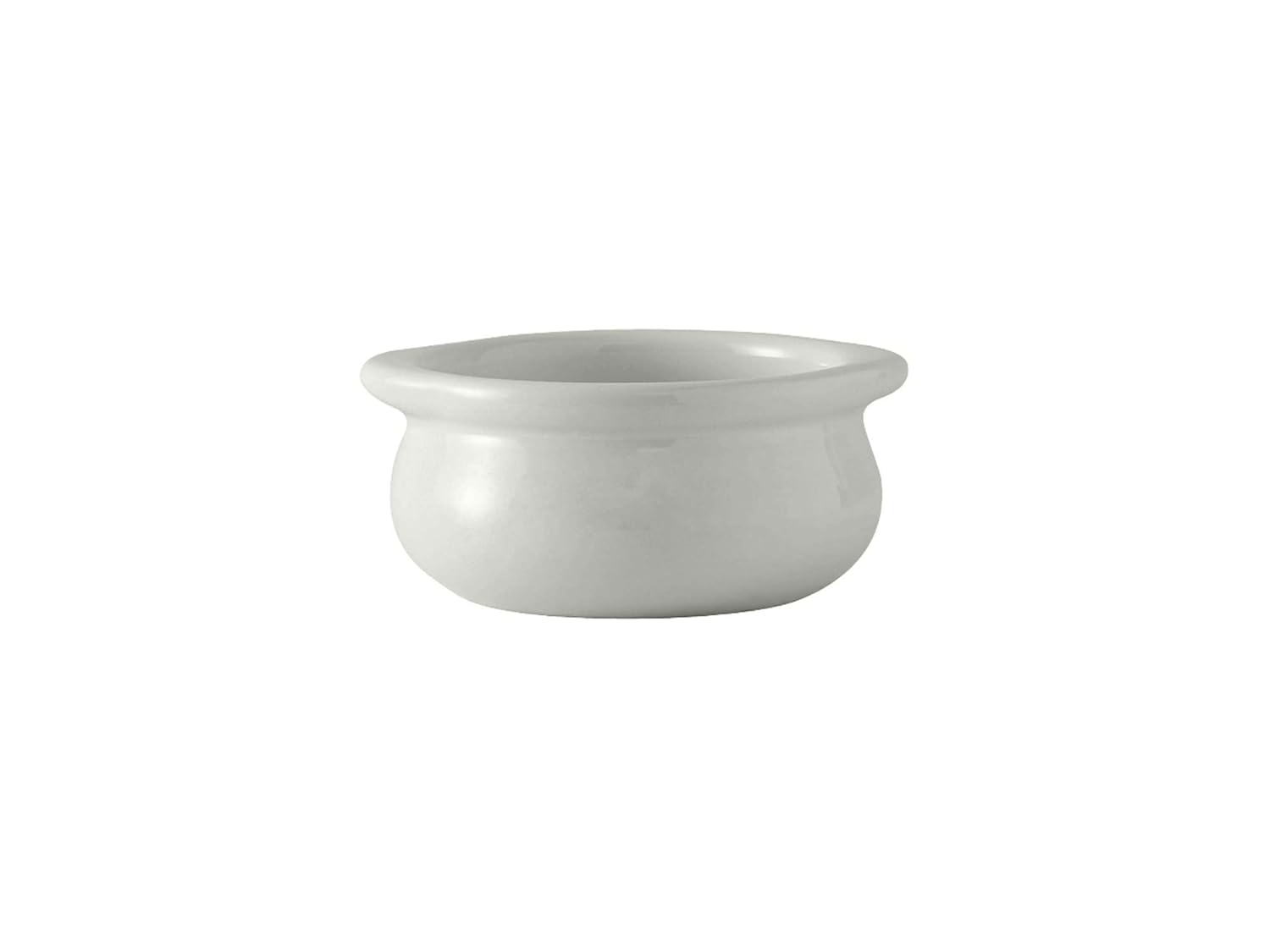 Tuxton China BWS-1203 Onion Soup Crock, 12 oz., 5-1/8" x 4-3/8" x 2-1/4"H, Microwave and Dishwasher Safe, Oven Proof, Fully Vitrified, Ceramic, DuraTux, White, Pack of 12