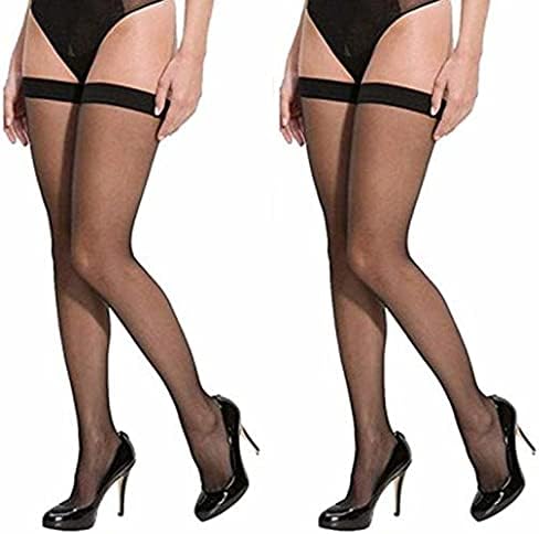 MD CREATIONSWomen's Full Coverage Thigh-Highs Long Nylon Black Stockings Socks(pack of 2)