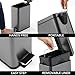 mDesign Pedal Bin — Waste Bin with Pedal, Lid and Plastic Bucket Insert for Bathroom, Kitchen, and Office — Metal Household Rubbish Bin with Ergonomic Design — Dark Grey
