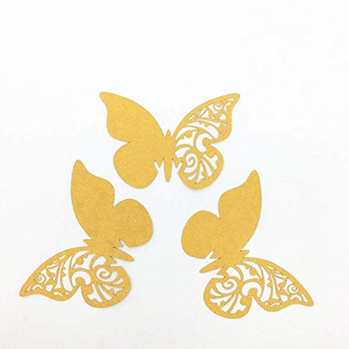 ElecMotive Lot de 100 Papillons 3D Carte de Verre Marque Place Forme de Papillon Ajouré Décoration de Table pour Fêtes Mariage