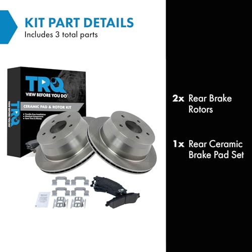 Image of TRQ Rear Brake Pad and Rotor Set Ceramic Vented Rotors