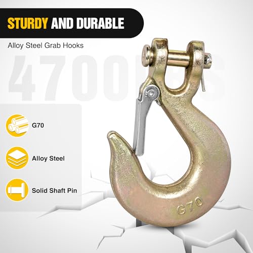 Image of Nilight 5 /16 inch X 35 inch Trailer Safety Chain 2pcs Grade 70 Towing Chain with Clevis Snap Hooks 18800lbs Break Strength for Trailer, RV,and Boat Towing