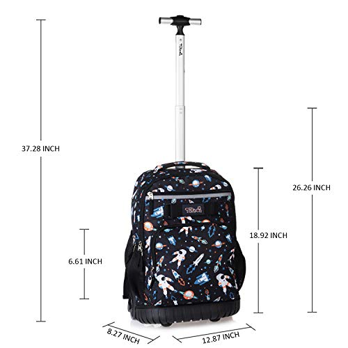 Tilami Rolling Backpack 18 inch Wheeled Backpack School College Student Travel Trip Boys and Girls