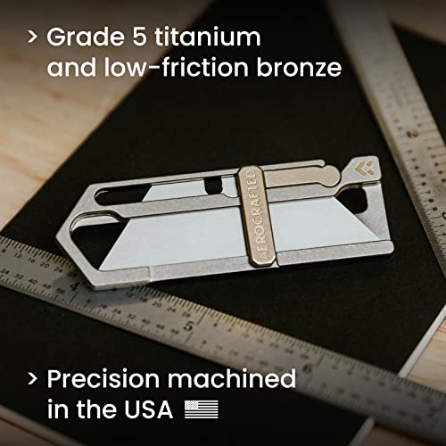 Aerocrafted Sideslip Utility Knife - Everyday Carry, Heavy Duty Retractable, Sharp Razor Blade Made In The Usa (Titanium/Bronze, Right-Handed) #TOP6