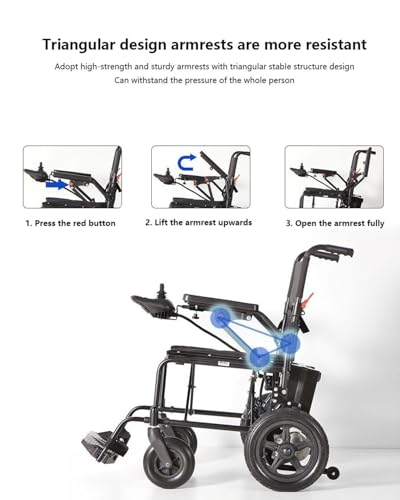 Sedia a rotelle elettrica Ultraleggera per Adulti, Scooter Elettrico per la Mobilità con Chiusura Automatica, autonomia di 30 km per Viaggi e Uso Quotidiano.