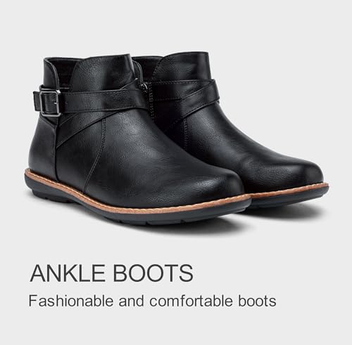 Vepose Womens 9005 Flat Ankle Boots, No Heel Round Toe Short Booties3