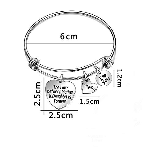 Jqfen Stainless Steel Mother Daughter Bangle Adjustable Heart Charm Bracelet Jewelry Gift For Mom #TOP1