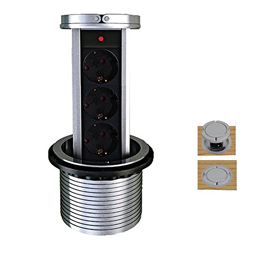 Preisvergleich Produktbild Steckdosenleiste versenkbar - Aluminium-Profil Silber schwarz
