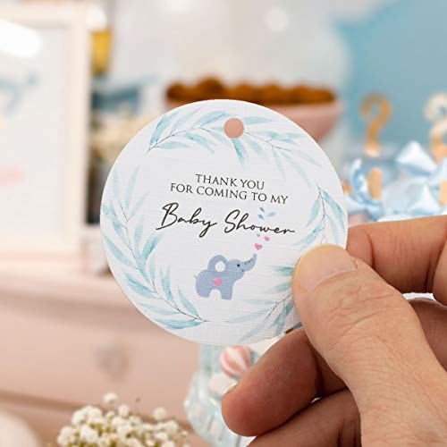Summer-Ray 50pcs Thank You for Coming to My Baby Shower Baby Elephant Theme Thank You Tags Favour Tags, white, 50 Count (Pack of 1) - Image 2