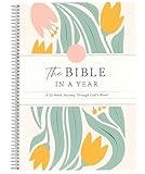 Orparst The Bible In A Year: A 52-Week Bible Study, Spiral Bible Study Guide, Yearlong Bible Study Plan for Women, Workbook Journal with Guided Reading and Note Taking Space (8.26 * 5.51inch)