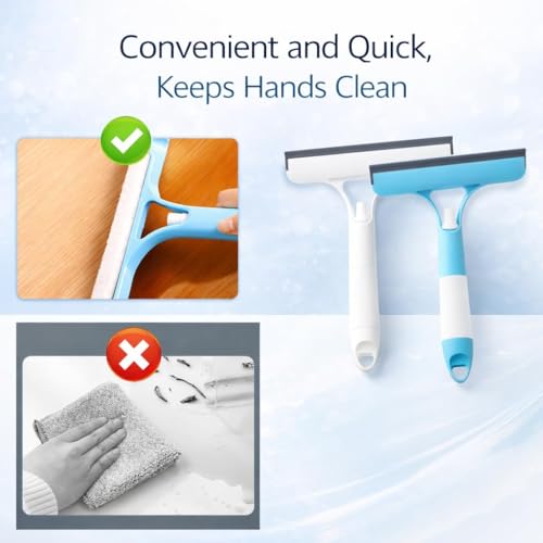 Image of 3-in-1 Window Cleaning Wiper - All-Purpose Kitchen Platform & Glass Squeegee Wiper Multi-Surface Window, Car, Bathroom, Mirror & Glass Cleaner Tool for Home, Kitchen & Office