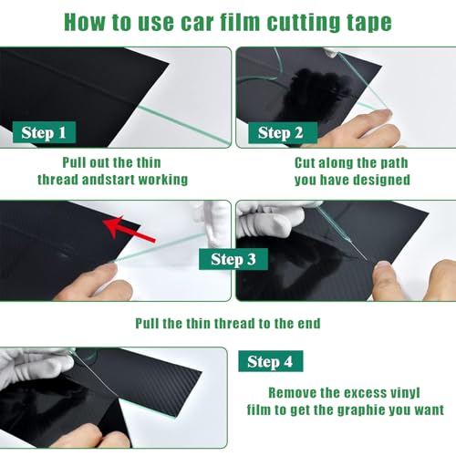 Miniatura 3 de Bztzhm 10m Cinta De Corte Sin Cuchillos, Cinta Sin Cuchillos, Cinta De Corte Para Vinilo, Knifeless Tape Para Envoltura, Corte Sin Arañazos Para Línea De Corte, Diseño Gráfico De Coche A Rayas