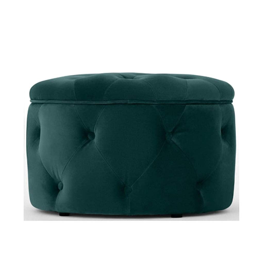 Pouf velours doux bleu pétrole autour de la table de salon pour vos soirées