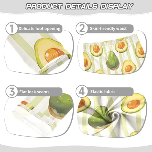 Cartoon Avocado Stripe Girls Leggings Soft Stretch Workout Yoga Dance Pants for Kids Casual Tights3