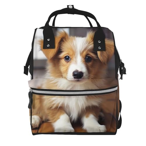 Sac à dos à langer mignon et imperméable avec imprimé chiot